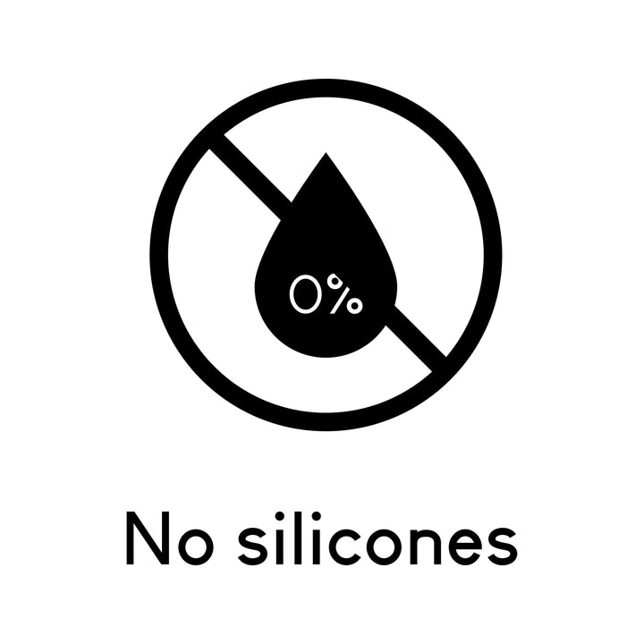 No silicones icon, text and 0%