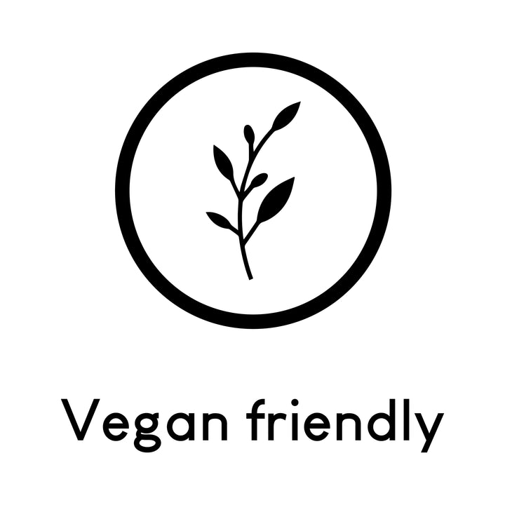 Vegan friendly icon and text with flower